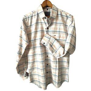 NWT RED TRIANGLE Pink Gray Plaid Long Sleeve Plaid Button Down Shirt Size Large